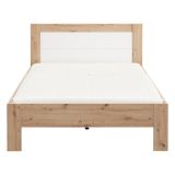 Letto Matrimoniale Marrone Rovere Nodi Bianco Dimensione Materasso 160x200 cm Testata Dettaglio Rigato, Peso Supportato 200 kg - Munnar