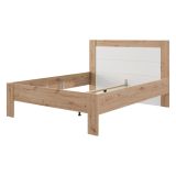 Letto Matrimoniale Marrone Rovere Nodi Bianco Dimensione Materasso 160x200 cm Testata Dettaglio Rigato, Peso Supportato 200 kg - Munnar