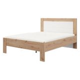 Letto Matrimoniale Marrone Rovere Nodi Bianco Dimensione Materasso 160x200 cm Testata Dettaglio Rigato, Peso Supportato 200 kg - Munnar