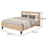 Letto Matrimoniale Marrone Rovere Nodi Dimensione Materasso 160x200 cm Peso Supportato 200 kg, Matrimoniale - Coazze