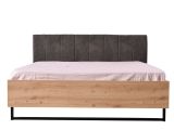 Letto Matrimoniale Marrone Rovere Nodi Nero Antracite Testiera Imbottita Imbottito, Dimensione Materasso 160x200 cm - Chiusa