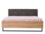 Letto Matrimoniale Marrone Rovere Nodi Nero Antracite Testiera Imbottita Imbottito, Dimensione Materasso 180x200 cm - Busnago