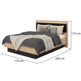 Letto Matrimoniale Marrone Rovere Nodi Nero Dimensione Materasso 160x200 cm Imbottito, Testiera Imbottita - Filogaso
