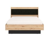Letto Matrimoniale Marrone Rovere Nodi Nero Dimensione Materasso 160x200 cm Imbottito, Testiera Imbottita - Filogaso