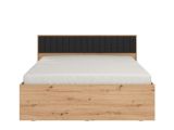 Letto Matrimoniale Marrone Rovere Nodi Nero Dimensione Materasso 160x200 cm Imbottito, Testiera Imbottita - Grosso