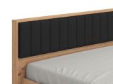 Letto Matrimoniale Marrone Rovere Nodi Nero Dimensione Materasso 160x200 cm Imbottito, Testiera Imbottita - Grosso