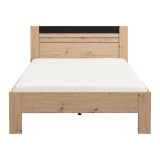 Letto Matrimoniale Marrone Rovere Nodi Nero Dimensione Materasso 160x200 cm Testata Dettaglio Rigato, Peso Supportato 200 kg - Kabale
