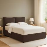 Letto Matrimoniale Marrone Sfoderabile Contenitore, Dimensione Materasso 160x190 cm - Calcio