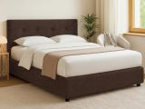 Letto Matrimoniale Marrone Sfoderabile Contenitore, Dimensione Materasso 160x190 cm - Colere