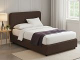 Letto Matrimoniale Marrone Sfoderabile Contenitore, Dimensione Materasso 160x190 cm - Issime