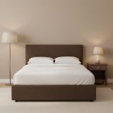 Letto Matrimoniale Marrone Sfoderabile Contenitore, Dimensione Materasso 160x190 cm - Lioni