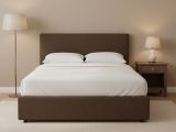 Letto Matrimoniale Marrone Sfoderabile Contenitore, Dimensione Materasso 160x190 cm - Lioni