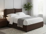 Letto Matrimoniale Marrone Sfoderabile Contenitore, Dimensione Materasso 160x190 cm - Riesi