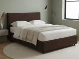 Letto Matrimoniale Marrone Sfoderabile Contenitore, Dimensione Materasso 160x190 cm - Soliera