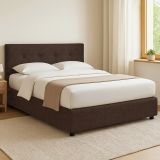 Letto Matrimoniale Marrone Sfoderabile Contenitore, Dimensione Materasso 160x200 cm - Melilli