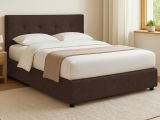 Letto Matrimoniale Marrone Sfoderabile Contenitore, Dimensione Materasso 160x200 cm - Melilli