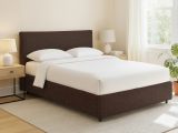 Letto Matrimoniale Marrone Sfoderabile Contenitore, Dimensione Materasso 160x200 cm - Peia