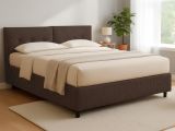 Letto Matrimoniale Marrone Sfoderabile Contenitore, Dimensione Materasso 160x200 cm - Rozzone