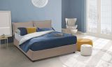 Letto matrimoniale Michela, Letto contenitore con rivestimento in ecopelle, 100% Made in Italy, Apertura frontale, con materasso Cm 140x190 incluso, Tortora