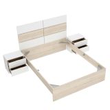 Letto matrimoniale moderno bianco e rovere 205x266cm - Alina