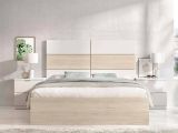 Letto matrimoniale moderno bianco e rovere 205x266cm - Alina