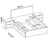 Letto matrimoniale moderno bianco e rovere 205x269cm - Usman
