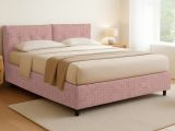 Letto Matrimoniale Rosa Sfoderabile Contenitore, Dimensione Materasso 160x190 cm - Levice