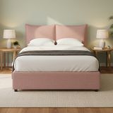 Letto Matrimoniale Rosa Sfoderabile Contenitore, Dimensione Materasso 160x200 cm - Orino