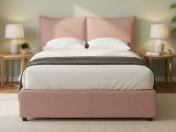 Letto Matrimoniale Rosa Sfoderabile Contenitore, Dimensione Materasso 160x200 cm - Orino