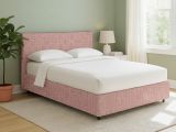 Letto Matrimoniale Rosa Sfoderabile Contenitore, Dimensione Materasso 160x200 cm - Peia