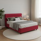 Letto Matrimoniale Rosso Materasso Incluso Sfoderabile, Contenitore Made in Italy - Bedero