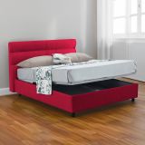 Letto Matrimoniale Rosso Materasso Incluso Sfoderabile, Contenitore Made in Italy - Briatico