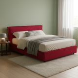 Letto Matrimoniale Rosso Sfoderabile Contenitore, Dimensione Materasso 160x190 cm Made in Italy - Brolo