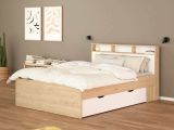 Letto matrimoniale rovere e bianco 169x216cm rivestimento in ecopelle - Enteng