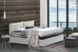 Letto matrimoniale Stefania, Letto contenitore con rivestimento in ecopelle, 100% Made in Italy, Apertura frontale, adatto per materasso Cm 160x200, Bianco