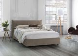Letto matrimoniale Stella, Letto contenitore con rivestimento in tessuto, 100% Made in Italy, Apertura frontale, adatto per materasso Cm 160x200, Tortora