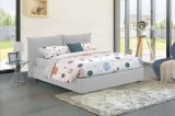 Letto matrimoniale Tiziana, Letto contenitore con rivestimento in tessuto, 100% Made in Italy, Apertura frontale, adatto per materasso Cm 160x190, Bianco