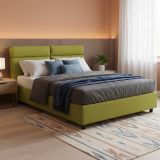 Letto Matrimoniale Verde Materasso Incluso Sfoderabile, Contenitore Made in Italy - Annus