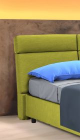 Letto Matrimoniale Verde Materasso Incluso Sfoderabile, Contenitore Made in Italy - Asica