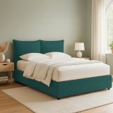 Letto Matrimoniale Verde Petrolio Sfoderabile Contenitore, Dimensione Materasso 160x190 cm - Calcio