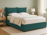 Letto Matrimoniale Verde Petrolio Sfoderabile Contenitore, Dimensione Materasso 160x190 cm - Calcio