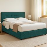 Letto Matrimoniale Verde Petrolio Sfoderabile Contenitore, Dimensione Materasso 160x190 cm - Colere