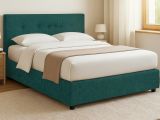 Letto Matrimoniale Verde Petrolio Sfoderabile Contenitore, Dimensione Materasso 160x190 cm - Colere