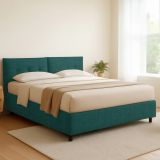Letto Matrimoniale Verde Petrolio Sfoderabile Contenitore, Dimensione Materasso 160x190 cm - Levice