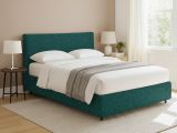 Letto Matrimoniale Verde Petrolio Sfoderabile Contenitore, Dimensione Materasso 160x190 cm - Soliera