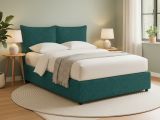 Letto Matrimoniale Verde Petrolio Sfoderabile Contenitore, Dimensione Materasso 160x200 cm - Orino