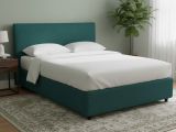 Letto Matrimoniale Verde Petrolio Sfoderabile Contenitore, Dimensione Materasso 160x200 cm - Peia