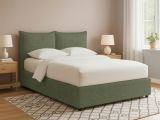 Letto Matrimoniale Verde Sfoderabile Contenitore, Dimensione Materasso 160x190 cm - Calcio