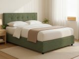 Letto Matrimoniale Verde Sfoderabile Contenitore, Dimensione Materasso 160x190 cm - Colere