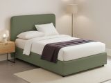 Letto Matrimoniale Verde Sfoderabile Contenitore, Dimensione Materasso 160x190 cm - Issime
